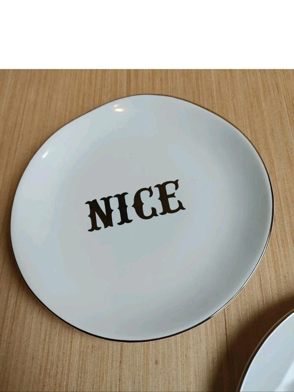 Pottery Barn Naughty & Nice 2 Appetizer Plates The Emily & Meritt White Gold